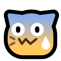 A cute cat emoji that looks very nervous.