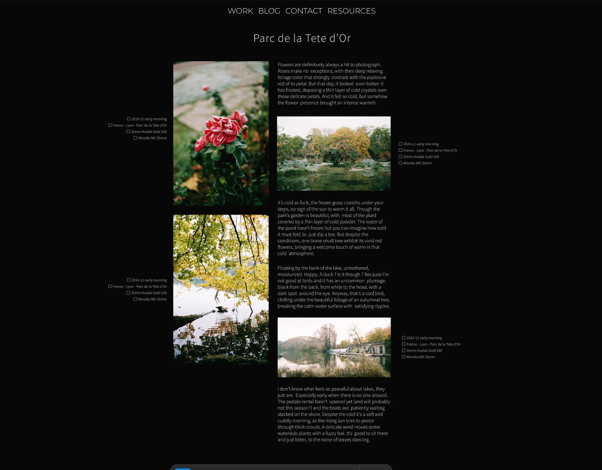 a 2 column layout with photo and text interleaved
