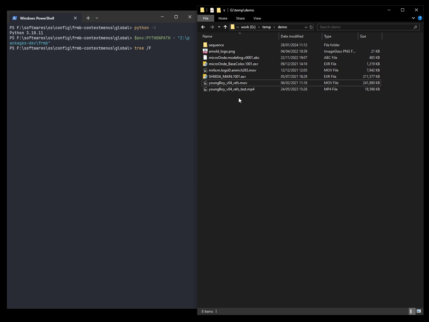 demo video of creating the context-menu