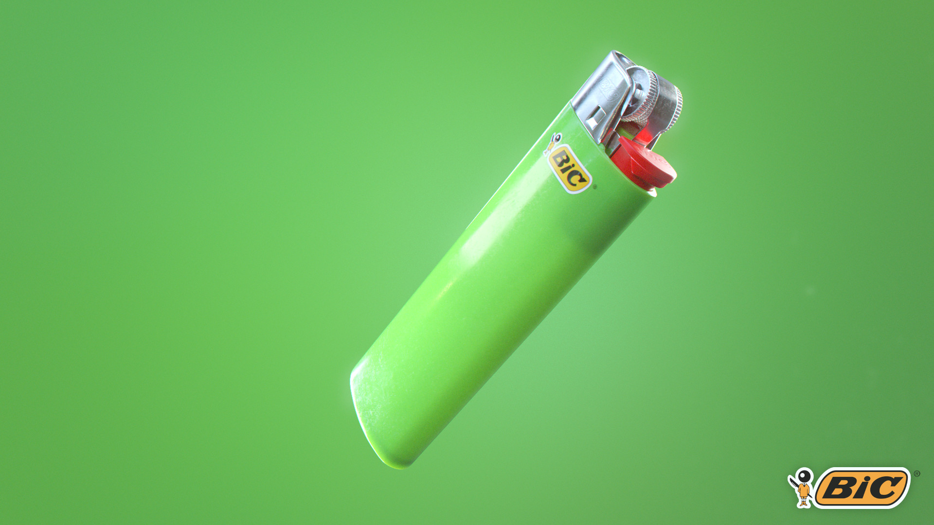 Still the BIC lighter but a wider shot so you can appreciate the iconic elongated shape.
