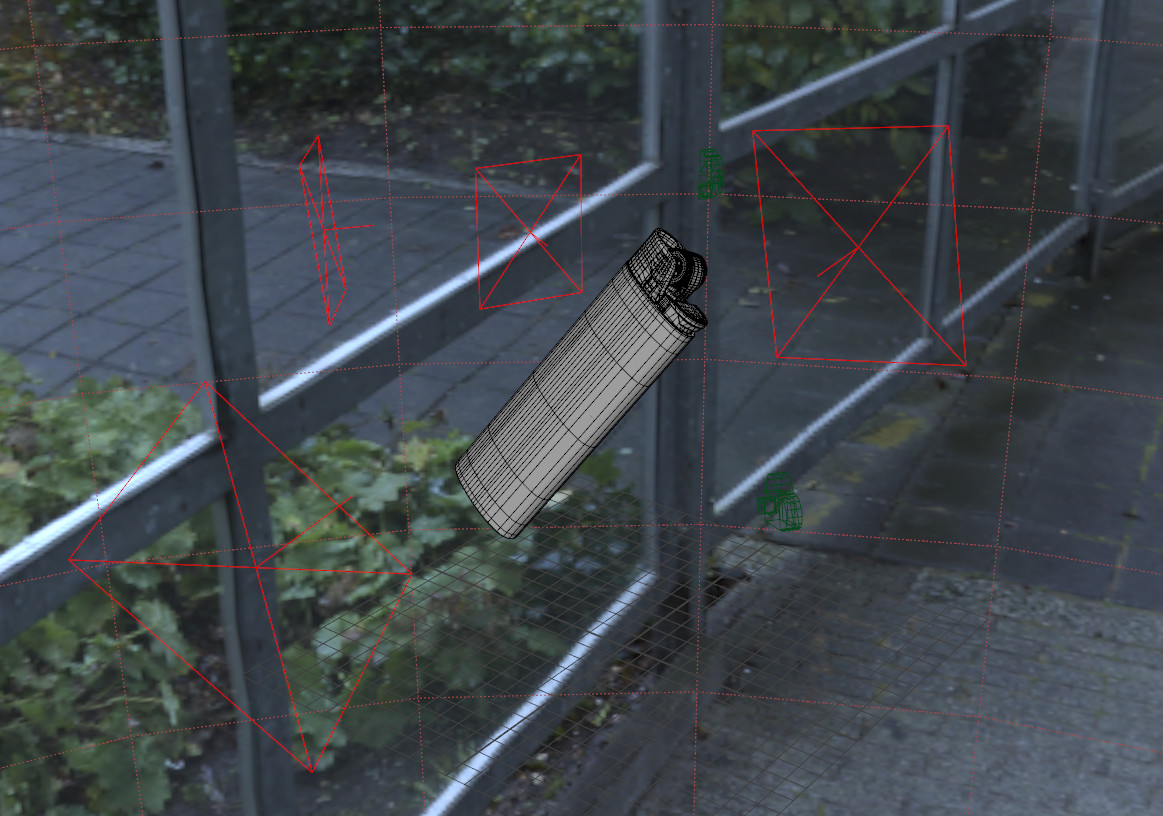 A screenshot of the Maya viewport with 3d model and the lights visibles.