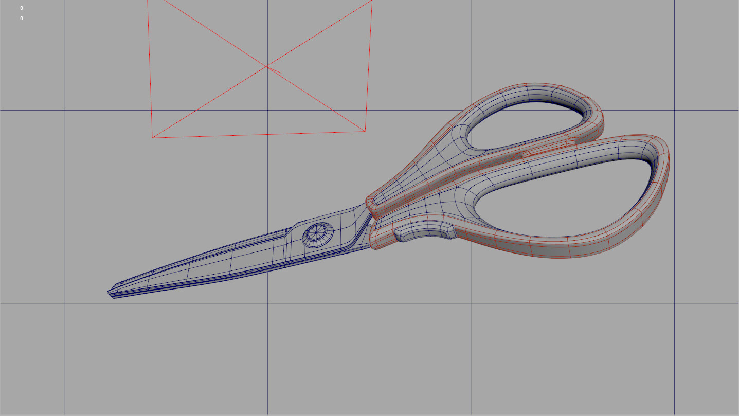 A screenshot of the scene in Maya with the wireframe visible.