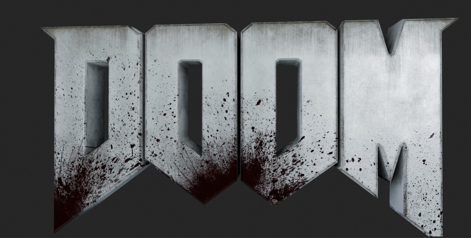 A screenshot of the text model in Blender realtime viewport.