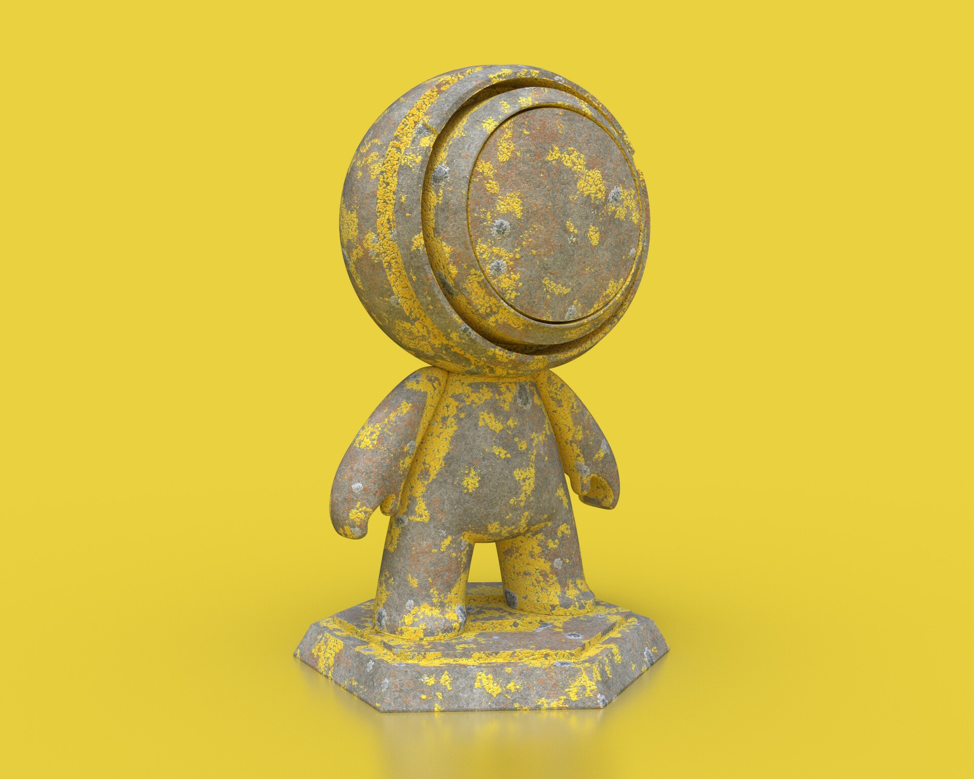 The 'meet-mat' character from Substance wit the same lichen material applied.