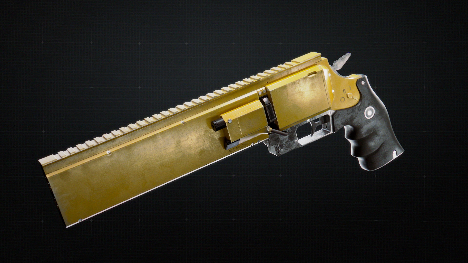 The same revolver but with a solid yellow color.