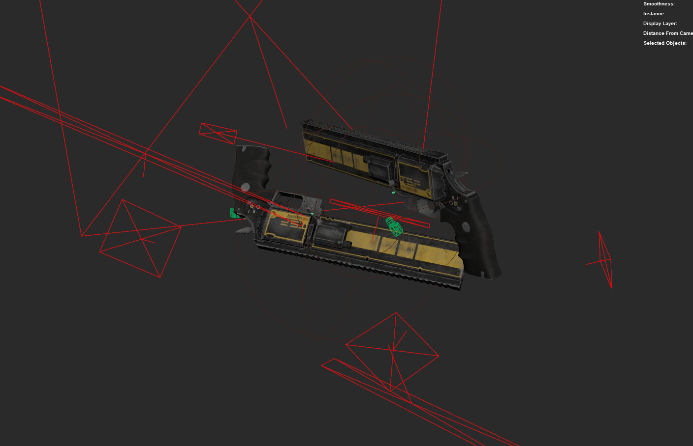 A screenshot fo the Maya viewport with te lights visible