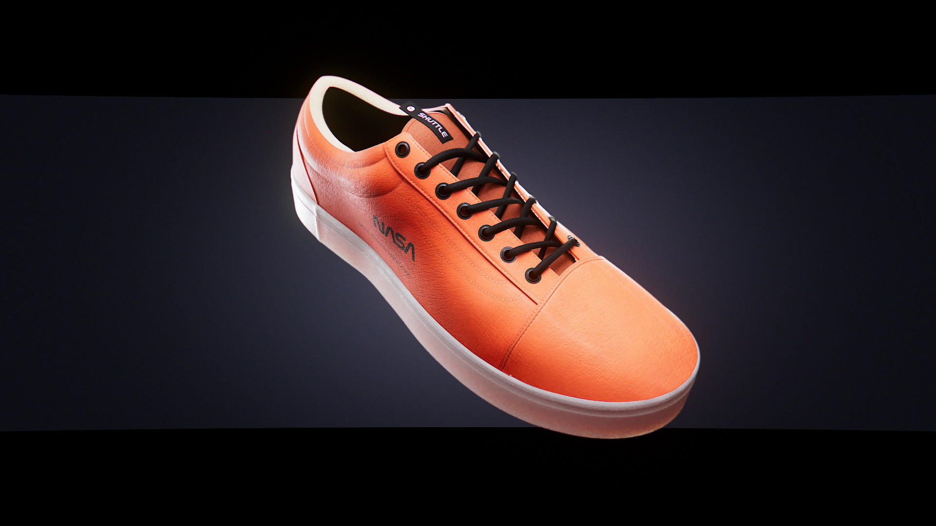 A promotional looking images for a single VANS shoe with Nasa branding.